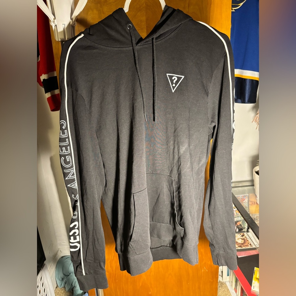 Guess Black Hoodie with Chest and Sleeve Logos